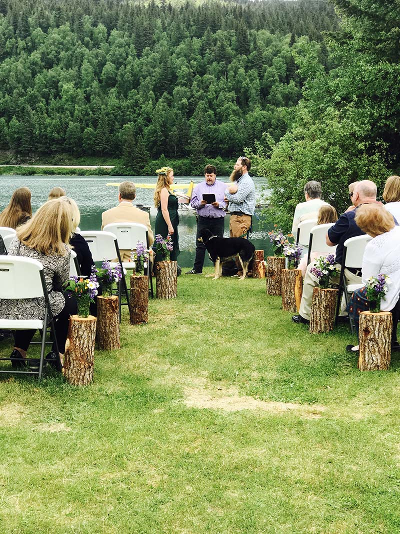 Outdoor wedding reception.