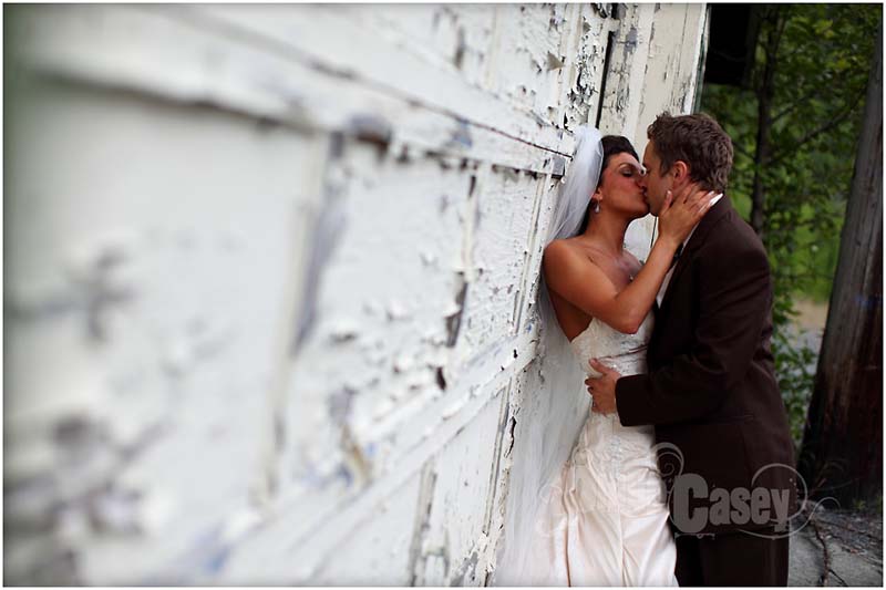 Bride and Groom kissing.