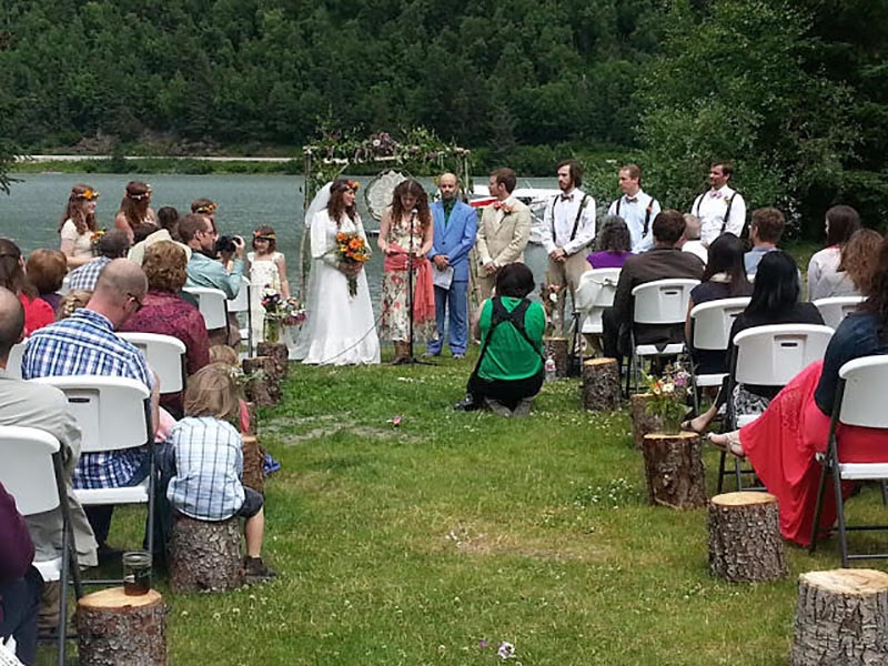 Outdoor wedding ceremony.